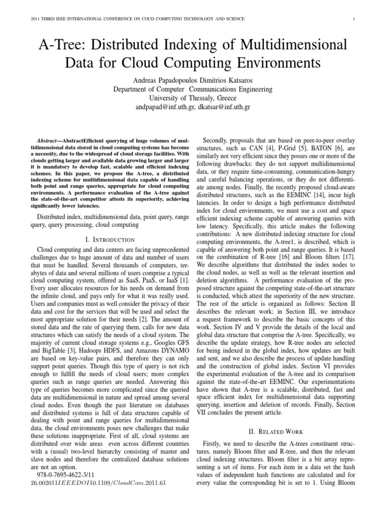 A-Tree: Distributed Indexing of Multidimensional Data For Cloud ...