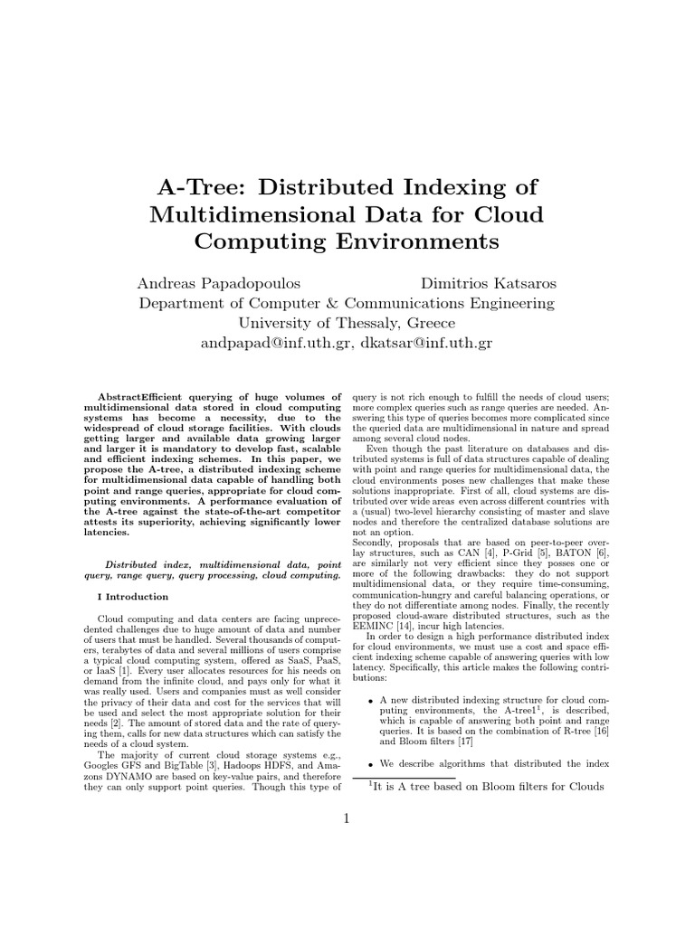 A-Tree: Distributed Indexing of Multidimensional Data For Cloud ...