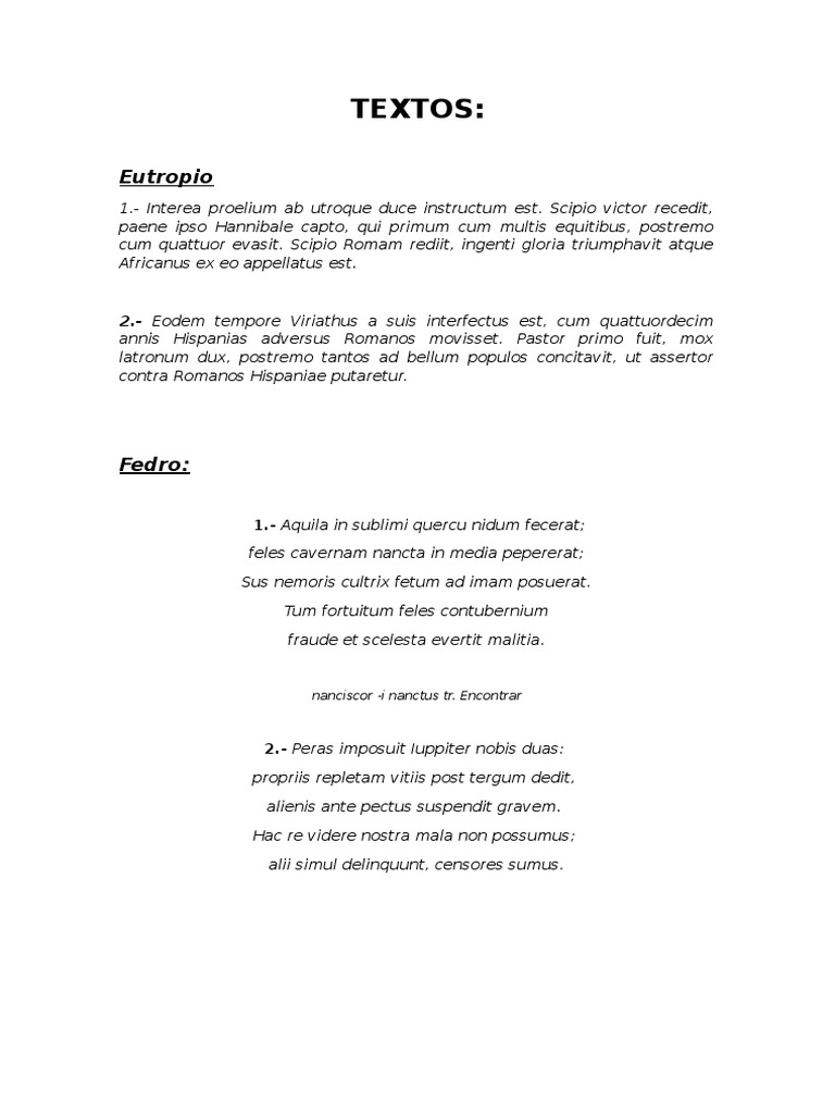 4 TEXTOS (1) Traducción Latín | PDF