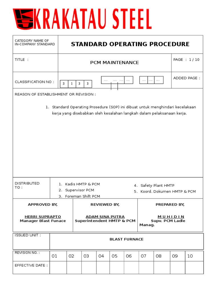 SOP Pig Casting Maintenance | PDF