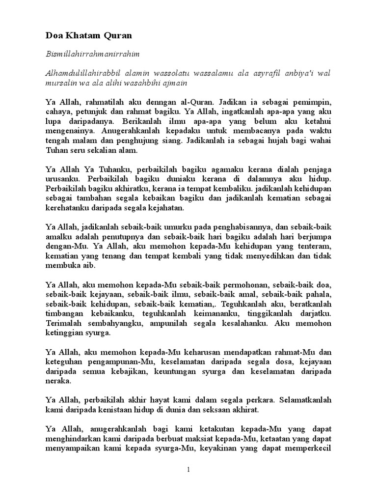 doa dalam bahasa melayu