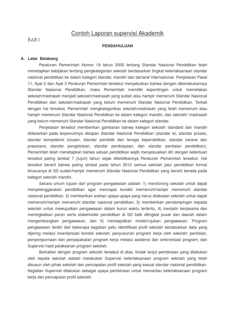 Contoh Laporan Supervisi Akademik