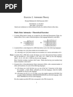 Exercise 2: Automata Theory: Finite State Automata - Theoretical Exercises