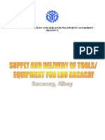 Supply and Delivery of Various Tools and Equipment For Lgu Bacacay - Document
