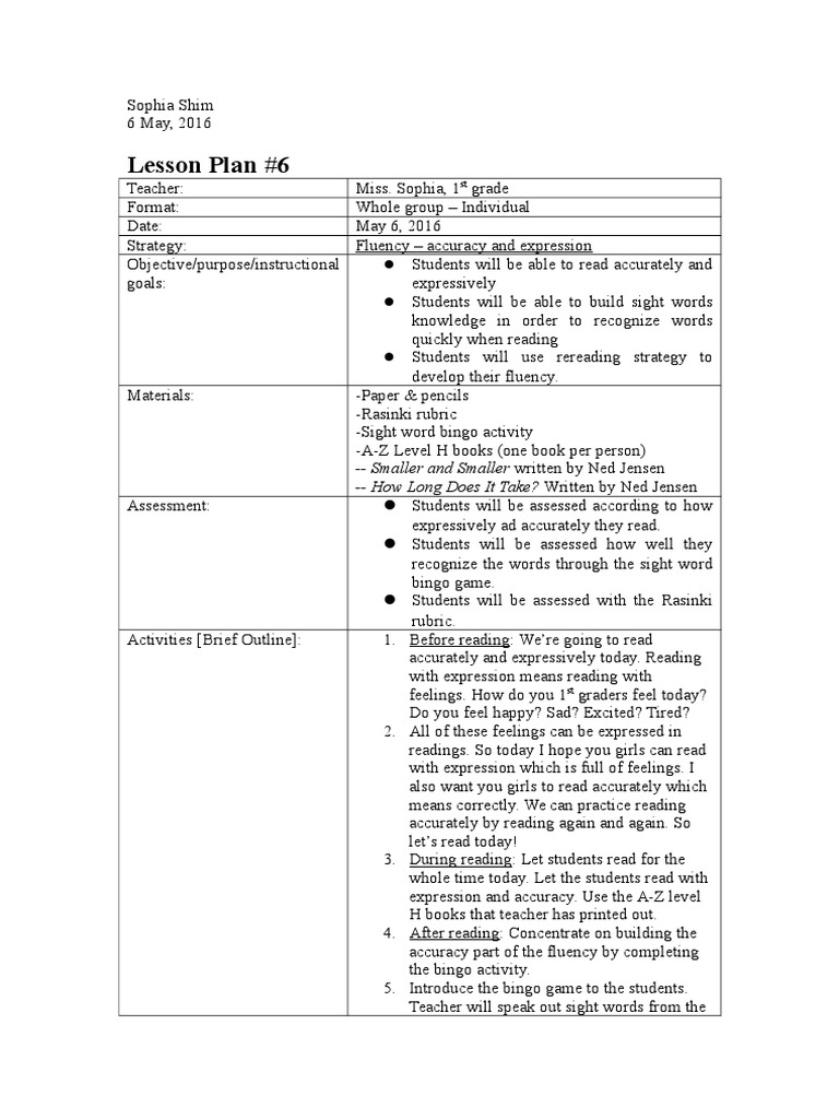 Lesson Plan 6 | PDF | Language Arts & Discipline