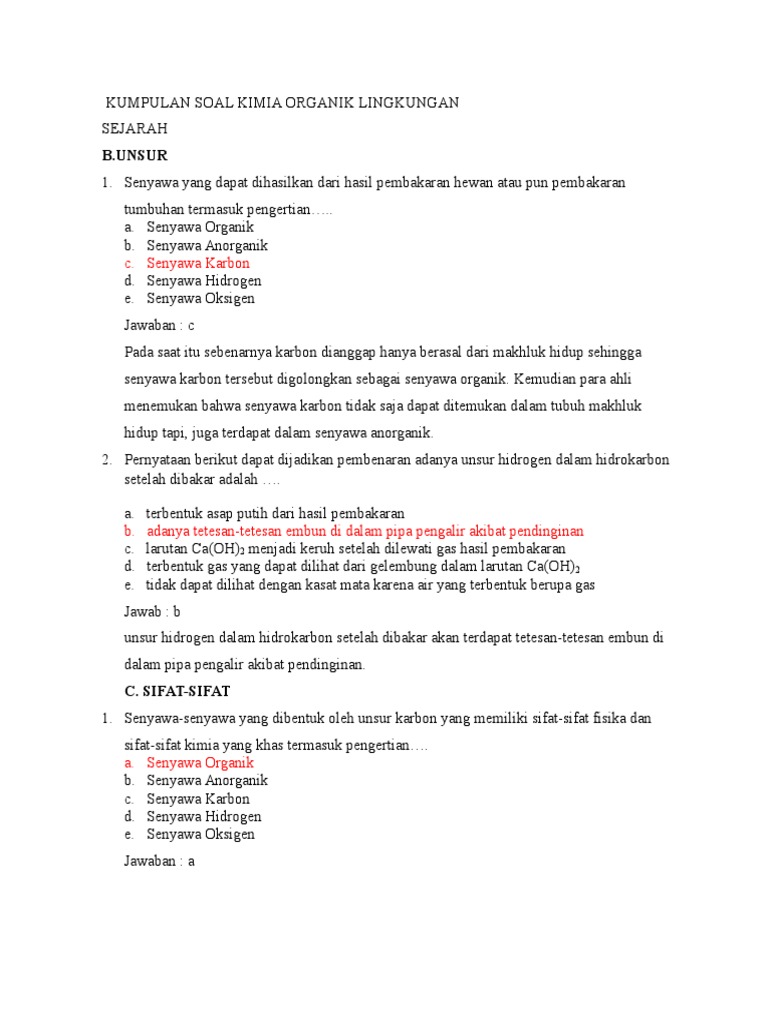 Kumpulan Soal Kimia Organik Lingkungan Kumpulan Soal Kimia Organik Lingkungan