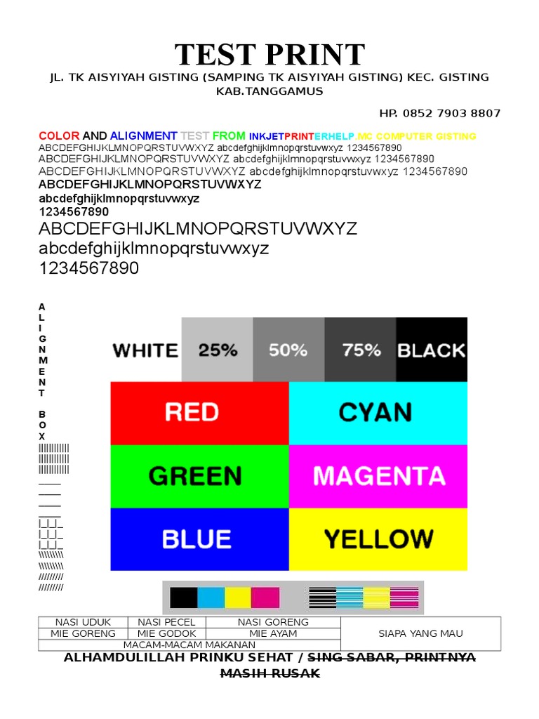 Inkjet Printer Color Test Print | PDF