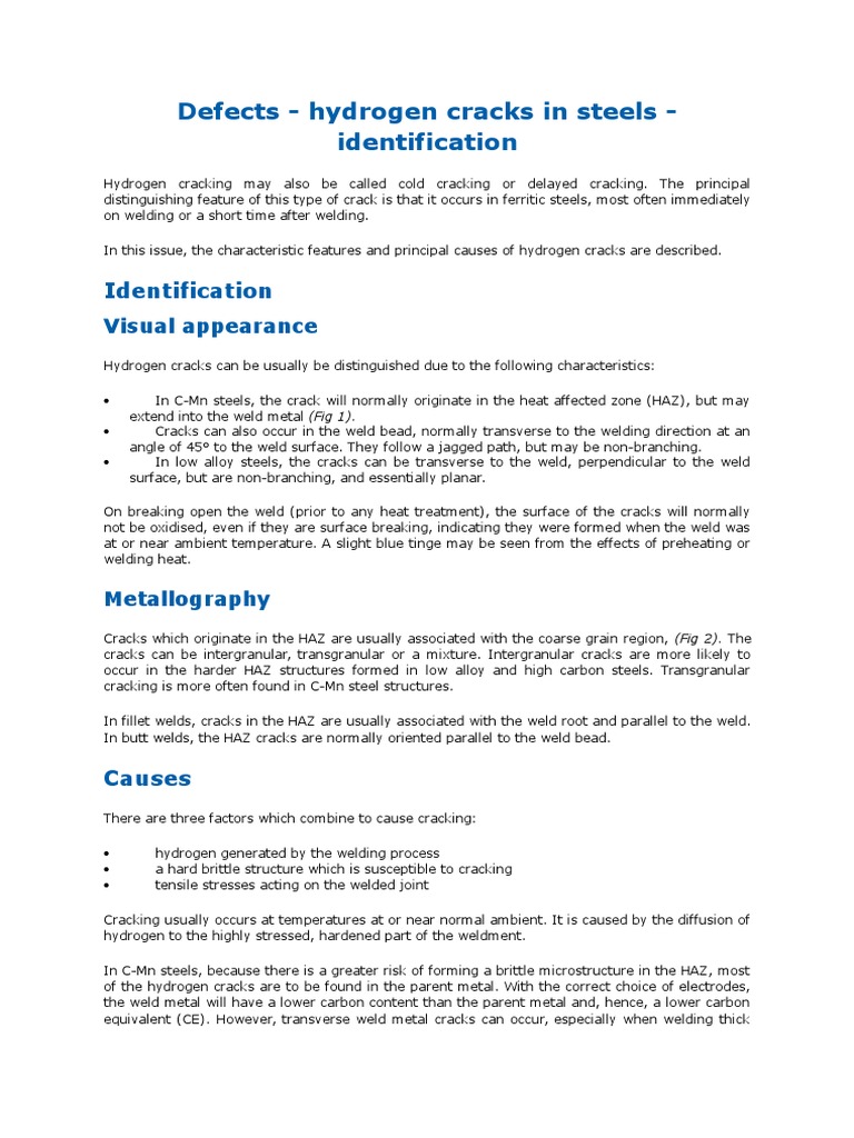 Hydrogen Cracks in Steels - Identification | PDF | Welding | Construction
