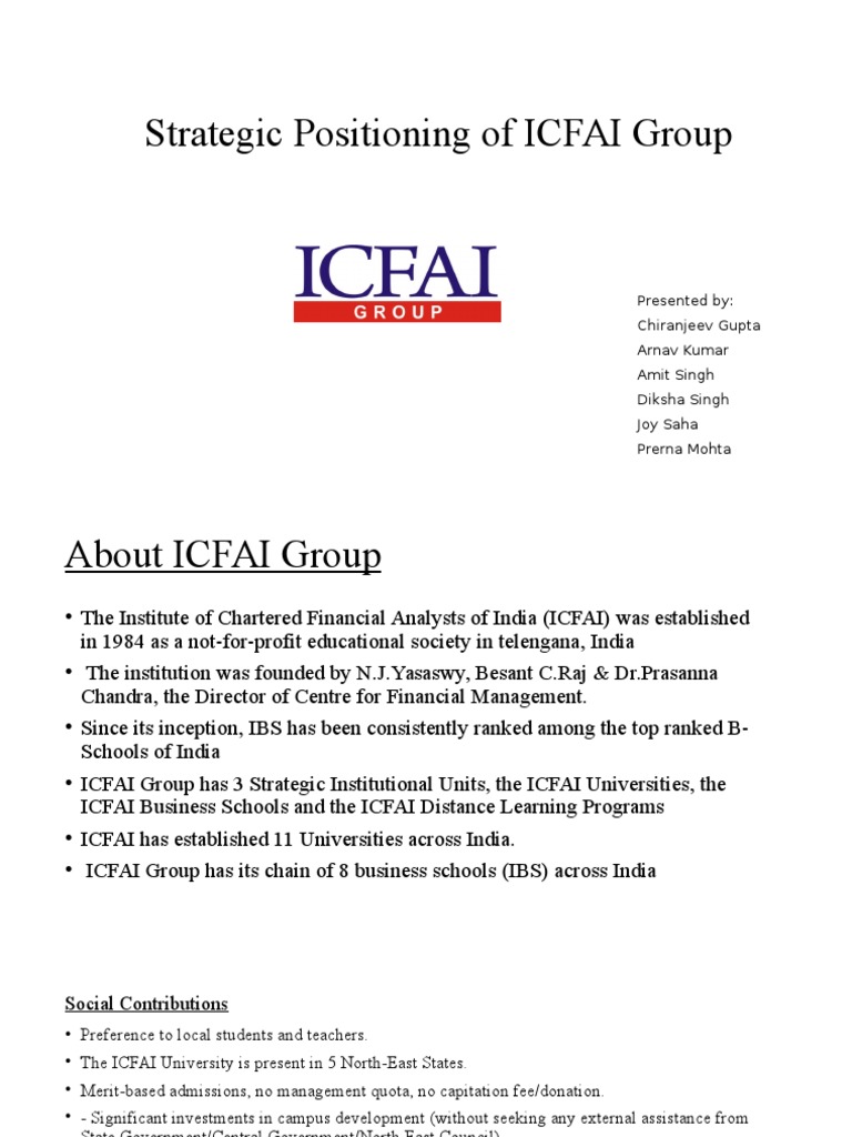 Strategic Positioning of ICFAI Group | PDF | Postgraduate Education ...