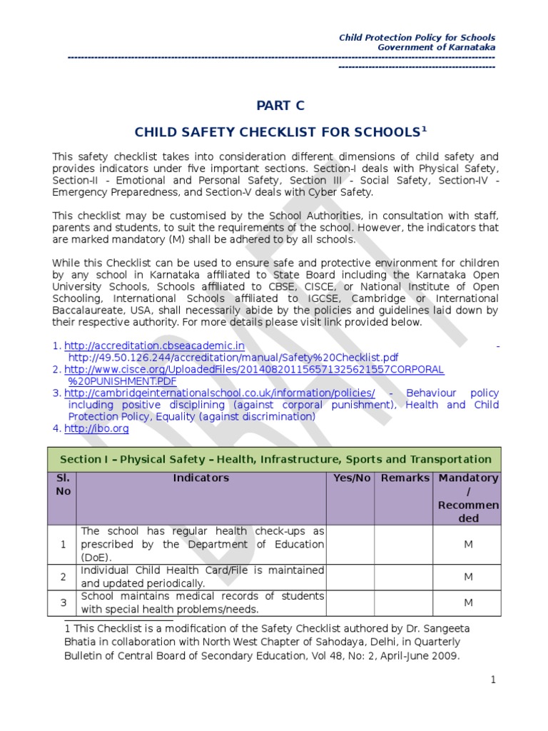 School Safety Checklist Revised Nov 4th_15!11!14 School Bus Child