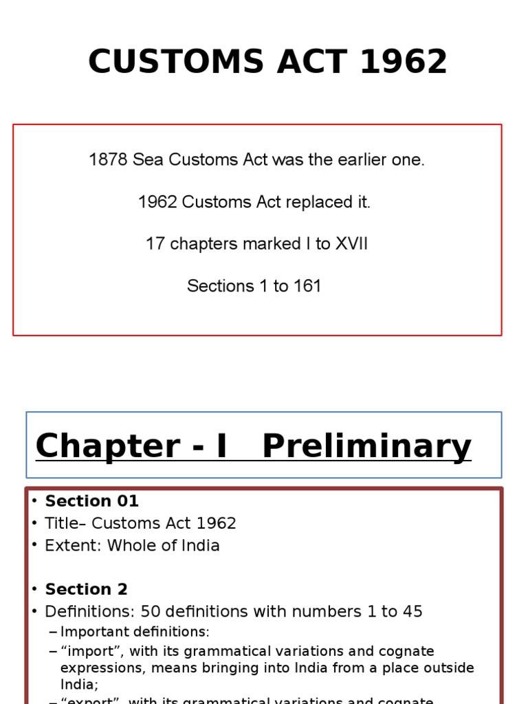 Customs Act 1962 Customs Social Institutions