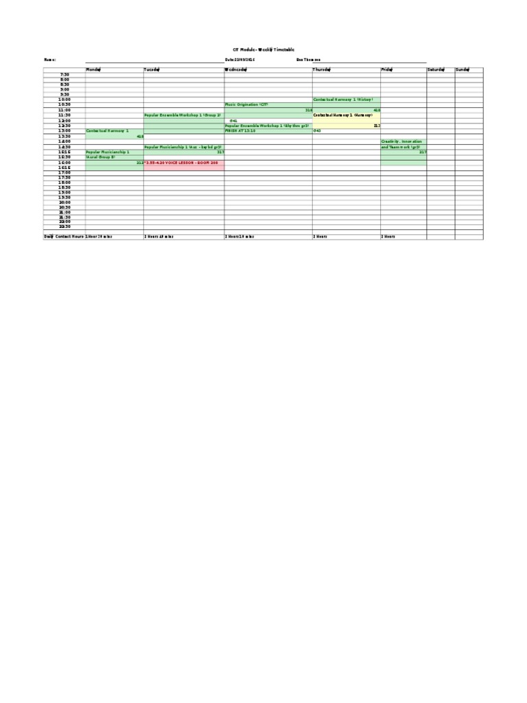 Timetable Template | PDF