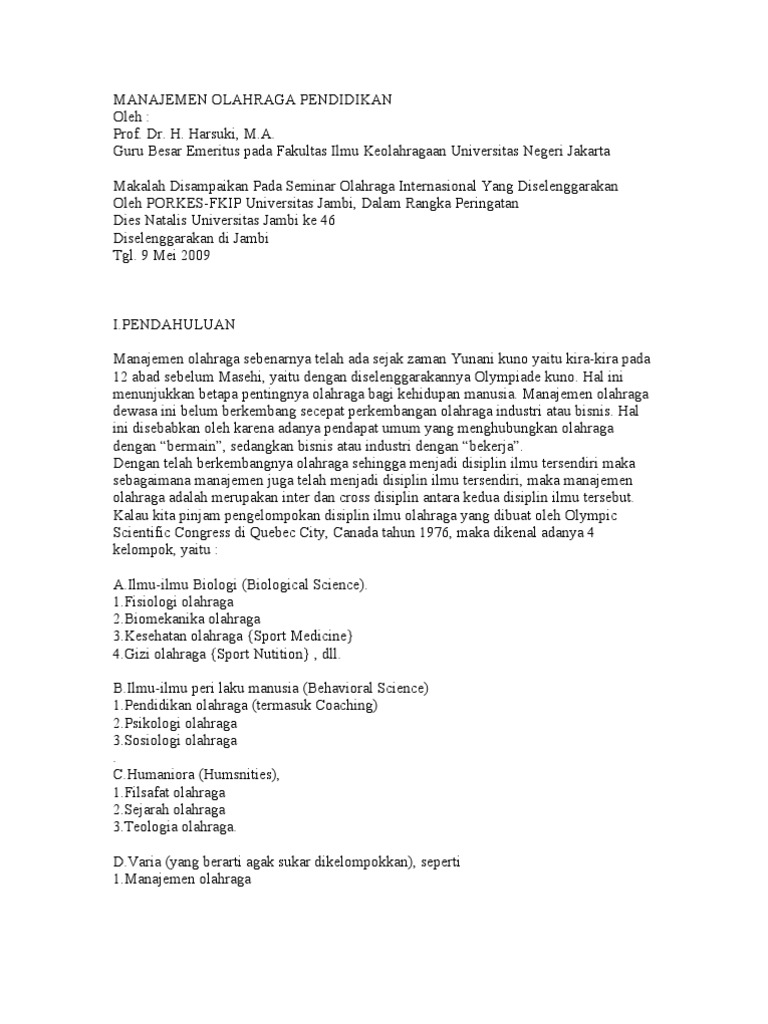 Manajemen Olahraga Pendidikan
