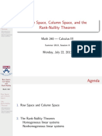 Row Space, Column Space, and The Rank-Nullity Theorem: Math 240 - Calculus III