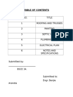 Construction Plans Table of Contents