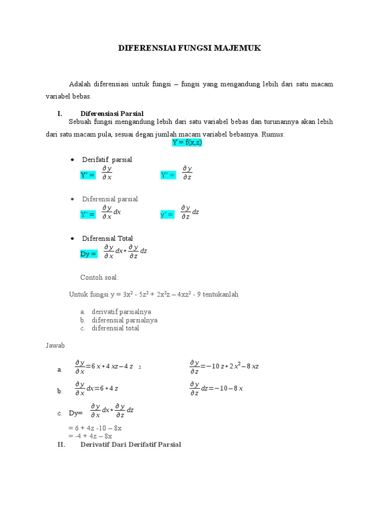 Contoh Soal Dan Jawaban Nya Dari Diferensial Fungsi Majemuk – IlmuSosial.id