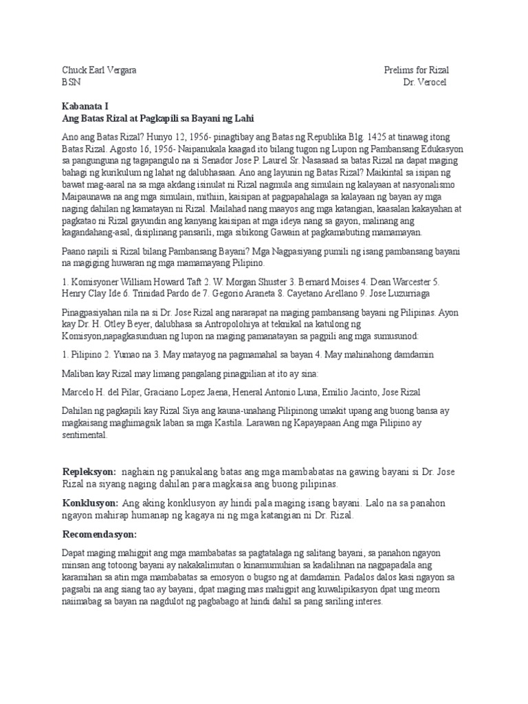 Prelims For Rizal | PDF