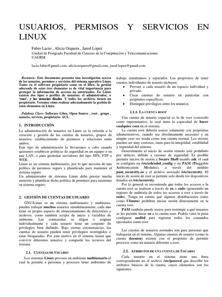Gestión de Permisos y Usuarios en Linux | PDF | Contraseña | Archivo de ...
