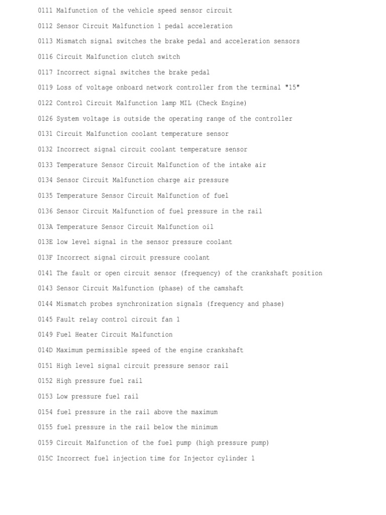 Iveco Fault Codes PDF Fuel Injection Throttle