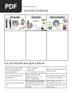 Authors Purpose Print Able Worksheet Cut and Sort