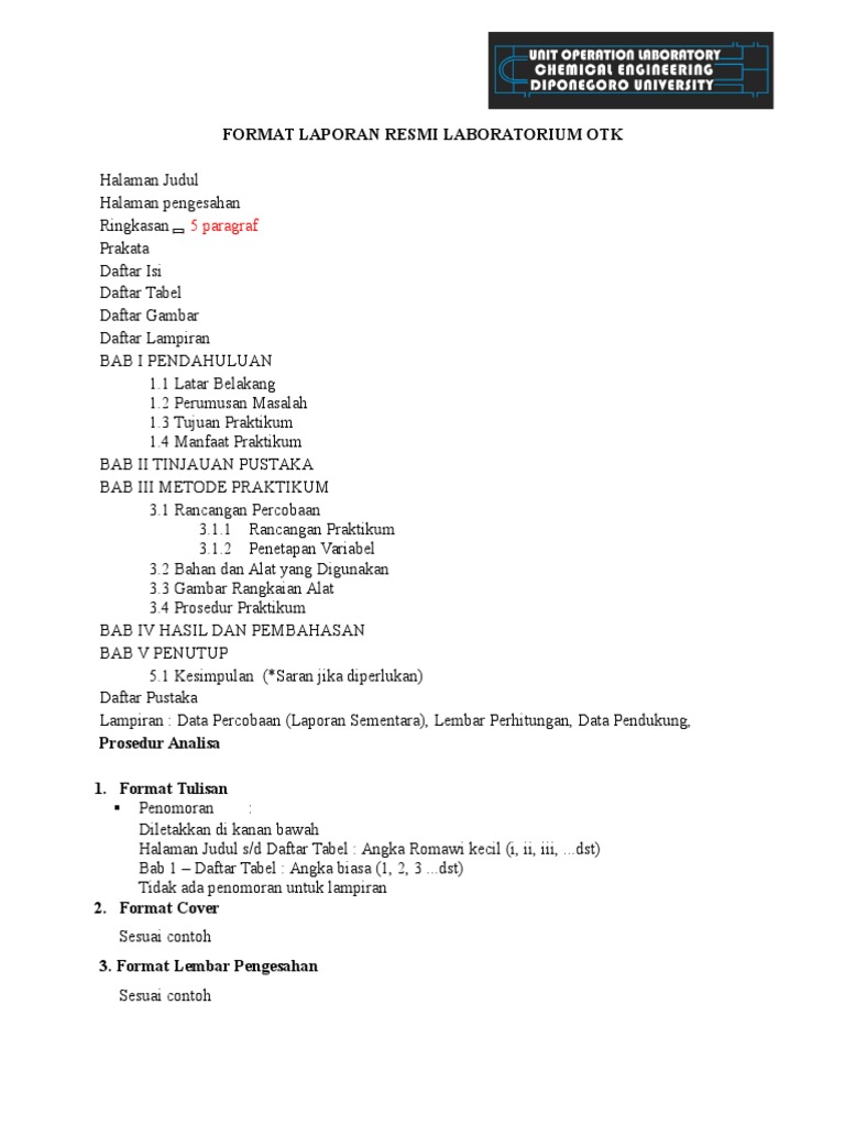 Format Laporan Resmi Otk