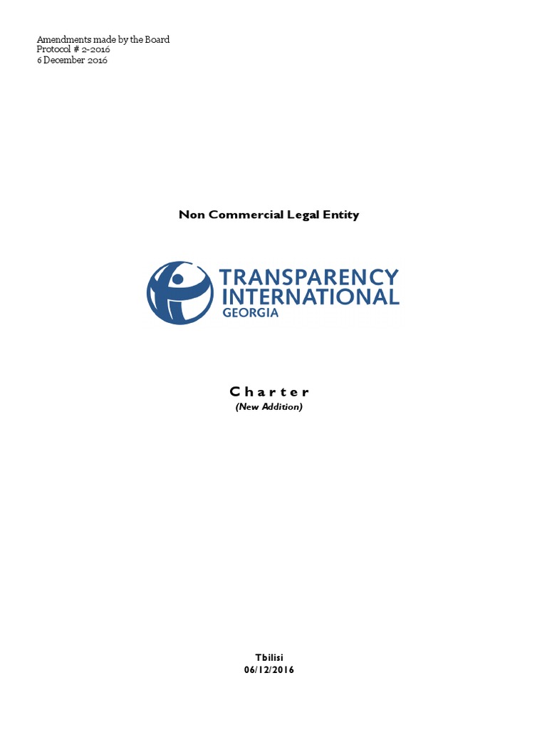 Non Commercial Legal Entity: Charter | PDF | Georgia (Country) | Board ...
