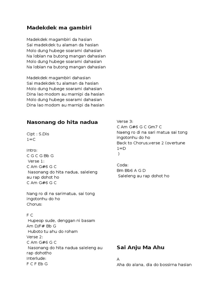 Chord Lagu Batak Pdf