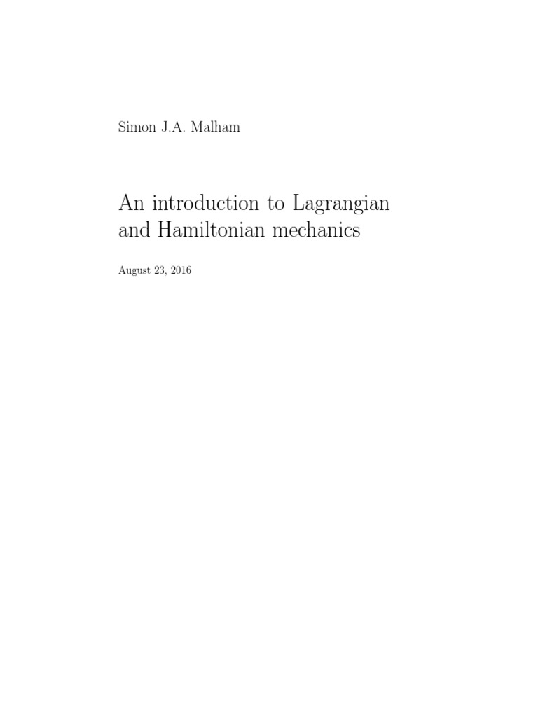 Lagrangian Mechanics Introduction | PDF | Calculus Of Variations ...