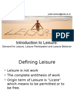 Lsisure Intro and Demand For Leisure Participation and Leisure Behavior