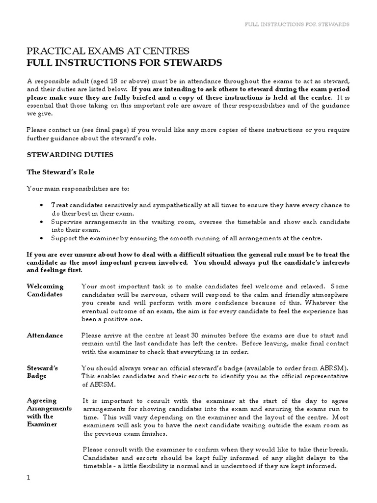 Instructions For Stewards PDF Visual Impairment Test (Assessment)