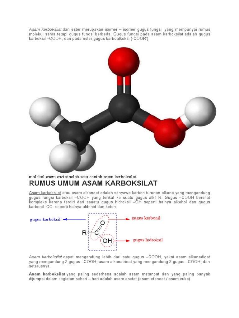 Asam Karboksilat Dan Ester Merupakan Isomer Isomer Gugus Fungsi Yang Mempunyai Rumus
