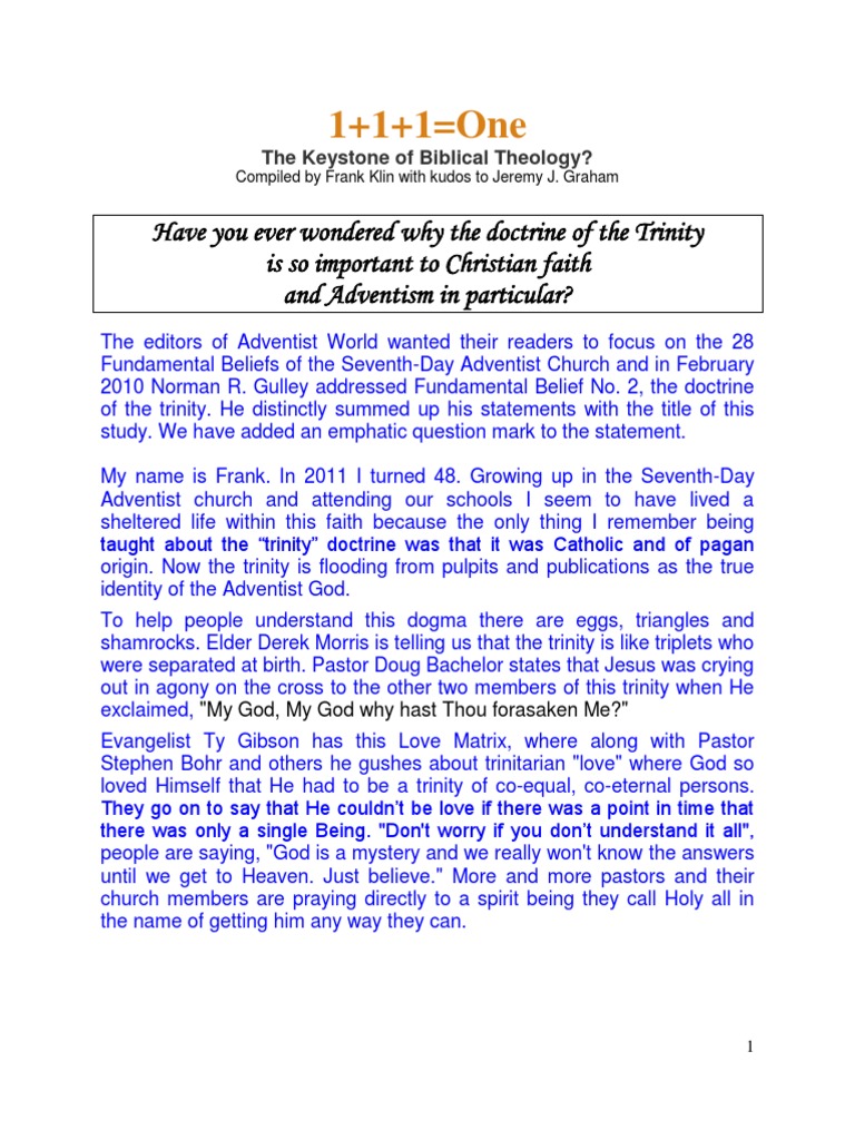 1+1+1 One Keystone of Biblical Theology? PDF Trinity Sacred