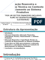 Educação financeira e capacitação técnica para financiamento do sistema produtivo