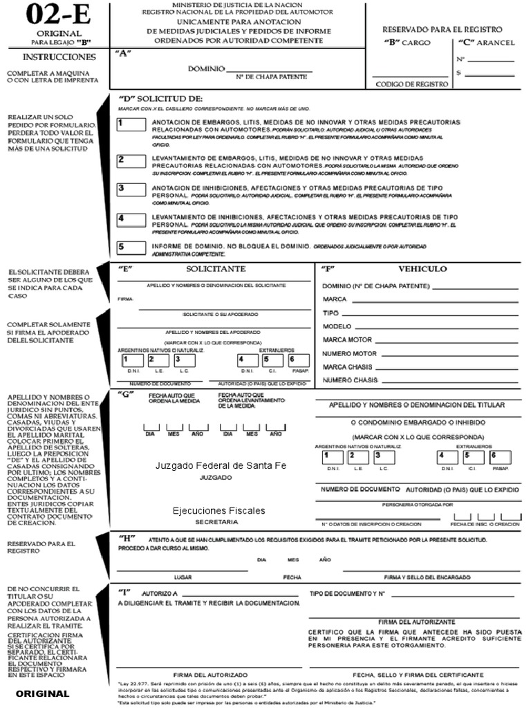 Formulario 02 Automotor: Guía y Descarga | PDF | Poder judicial ...
