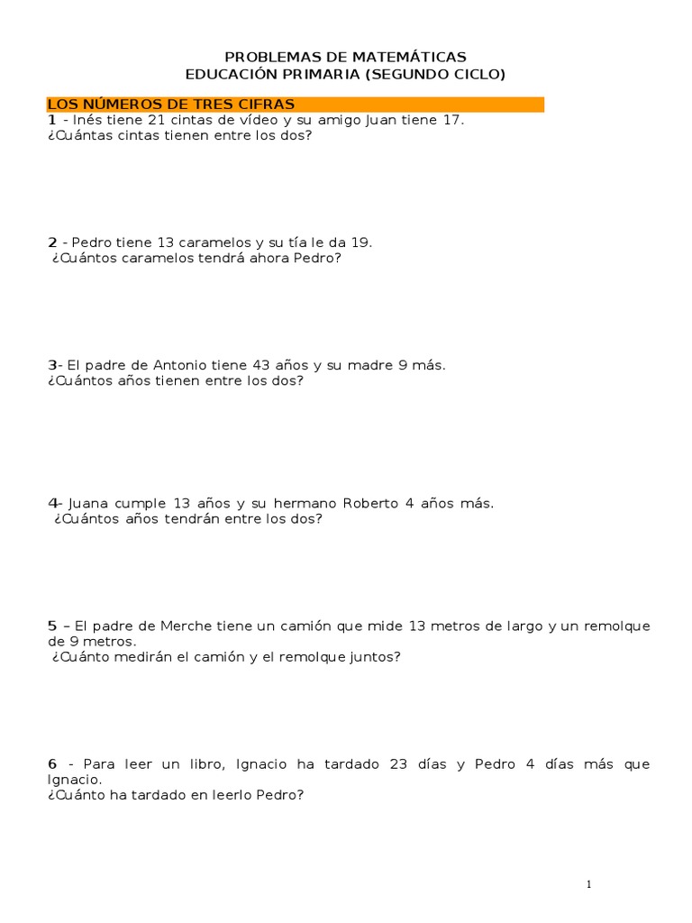 Problemas Segundo Ciclo de Primaria | PDF | Euro | Kilogramo
