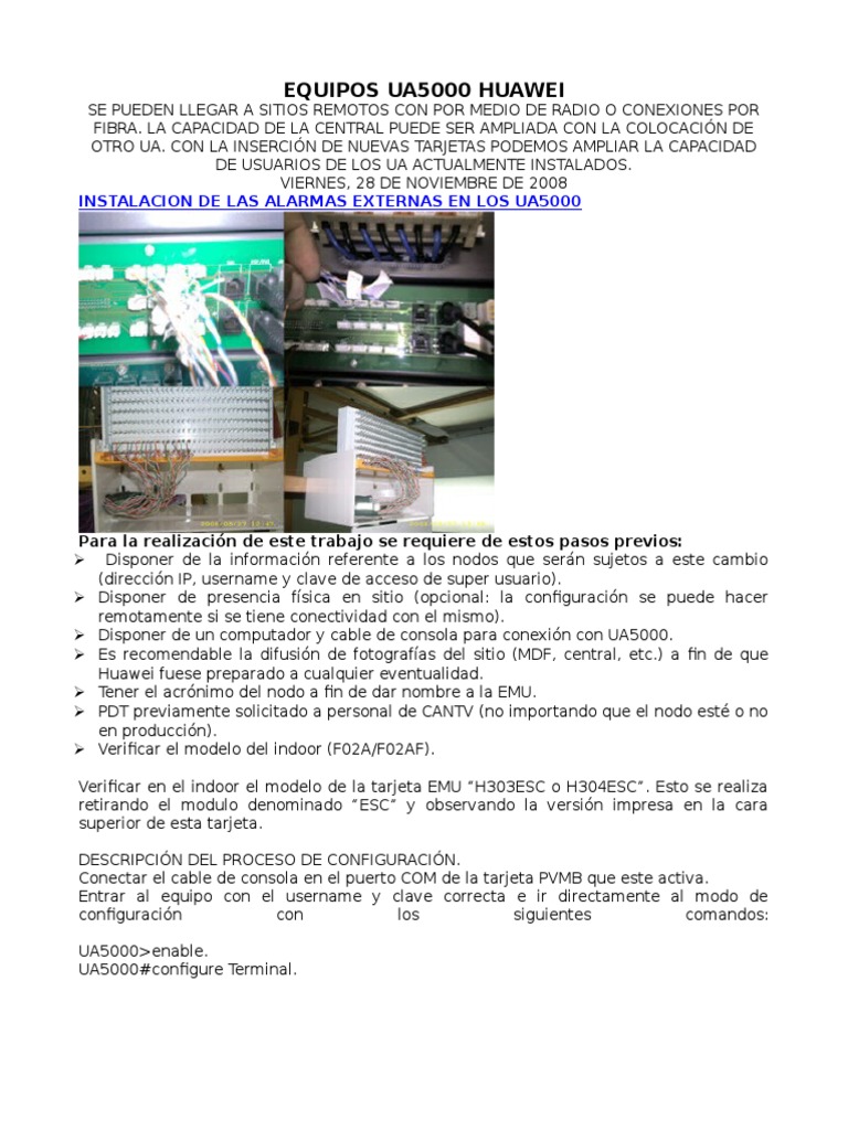 Equipos UA5000 de Huawei: Instalación y Configuración | PDF ...