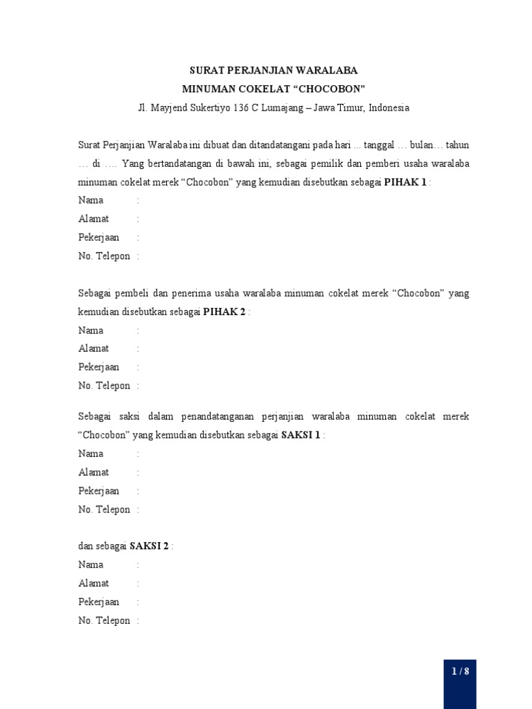 Surat Perjanjian Waralaba Pdf
