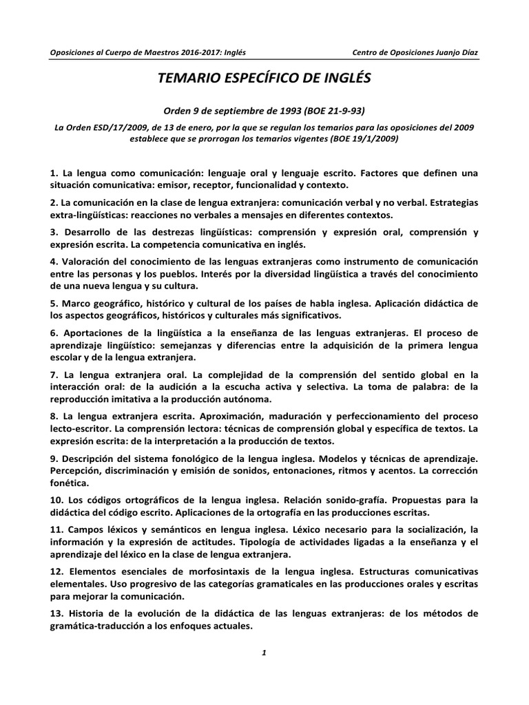 Syllabus For Speciality of English PDF Comunicación Idioma en Inglés