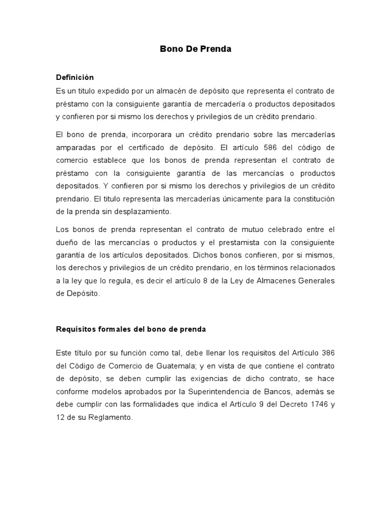 Bono de Prenda PDF Pagos Bancos