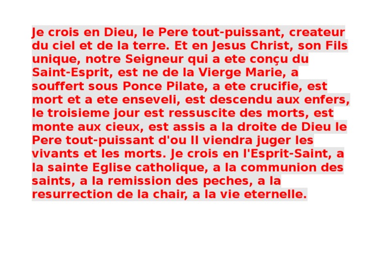 Credo : Profession de foi chrétienne | PDF | Saint-Esprit | Mythologie