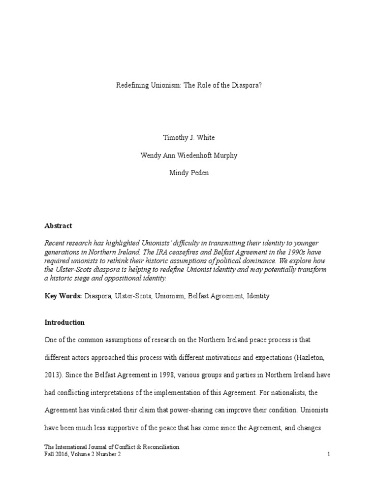 Redefining Unionism: The Role of The Diaspora? | PDF | Unionism In ...