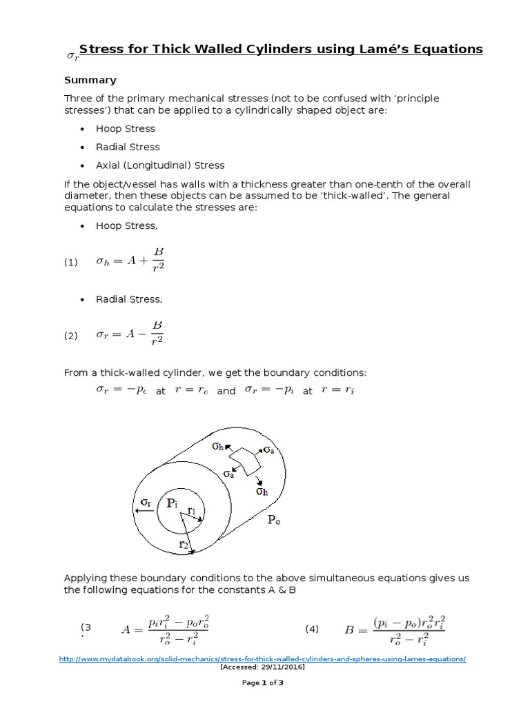 Lamé's Equations for Thick Cylinders | PDF | Teaching Methods & Materials
