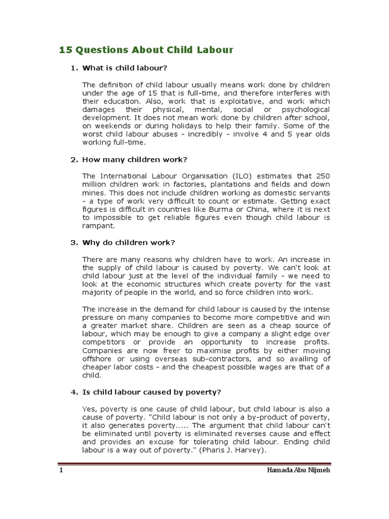 Question Abuot Child Labor | PDF