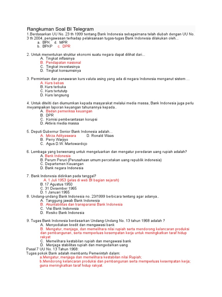Rangkuman Soal Bi Telegram