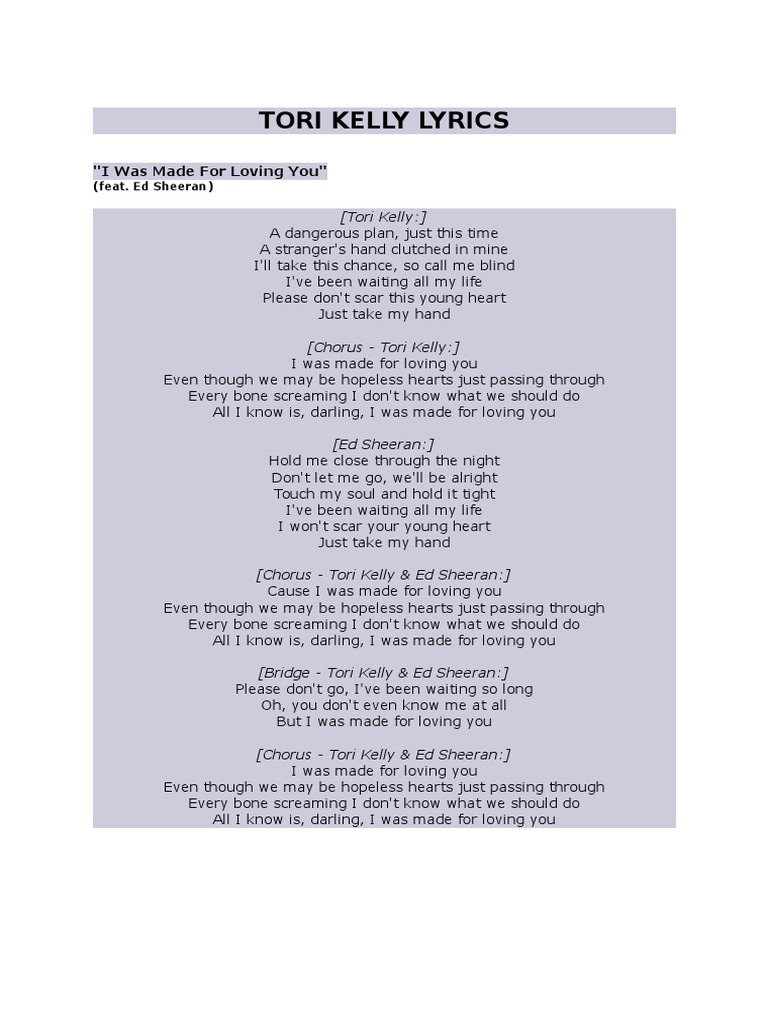 Tori Kelly Lyrics | PDF