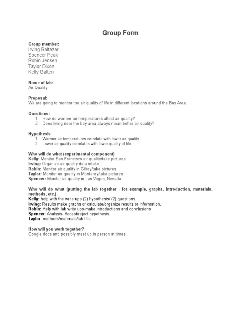 Group Form | PDF | Scientific Method