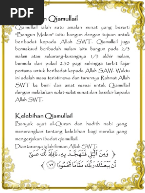 Panduan Qiamullail Dan Solat Sunat Di Waktu Malam Pdf