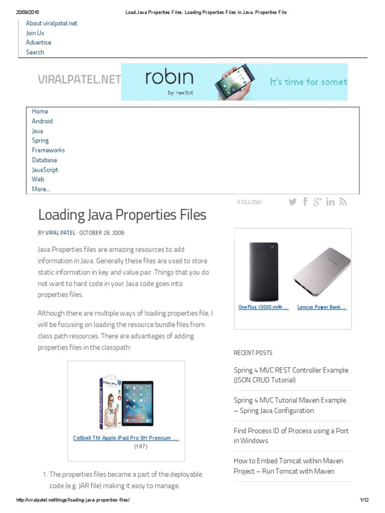 Load Java Properties Files. Loading Properties Files in Java | PDF ...