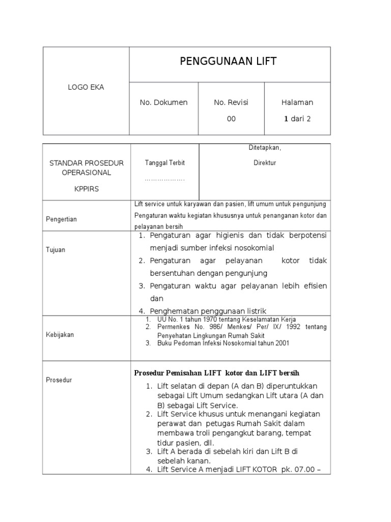 SOP Penggunaan Lift