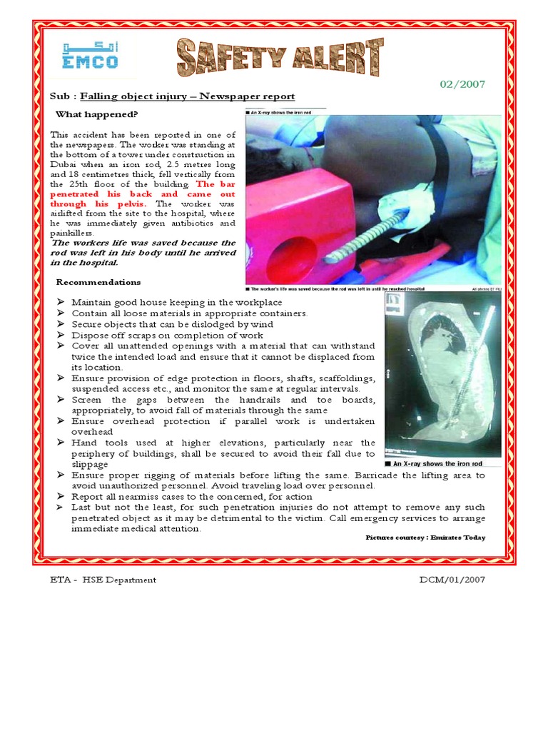 Falling Object Injury Report and Safety Tips | PDF | Home & Garden ...